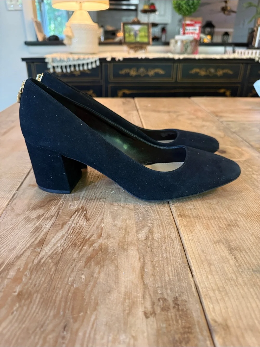 Michael Kors Black Suede Block Heel Pumps